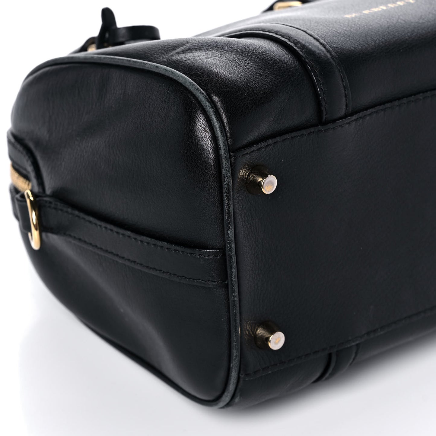 Grained Calfskin Small Alchester Bowling Bag Black