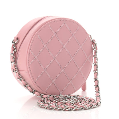 Chanel Lambskin Stitch Round Clutch With Chain Pink 3 of 10