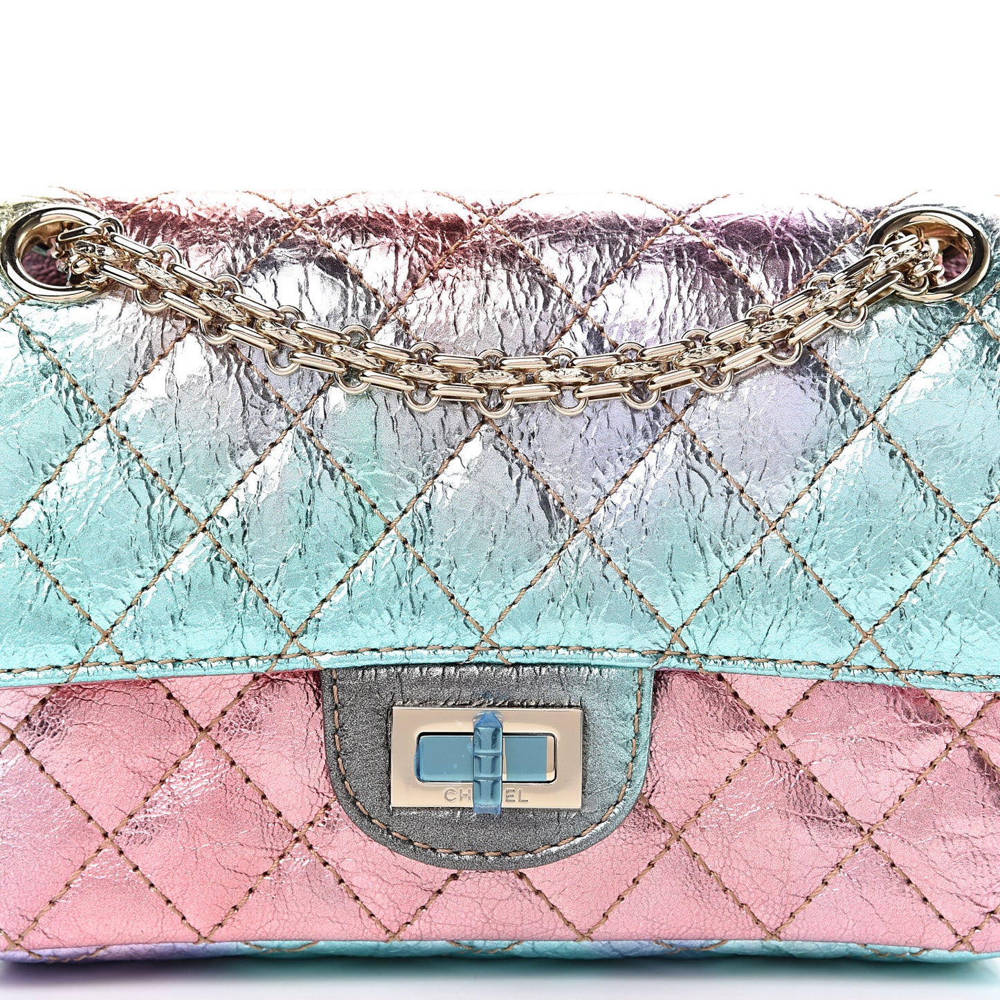 Metallic Goatskin Quilted Mini 2.55 Reissue Flap Multicolor