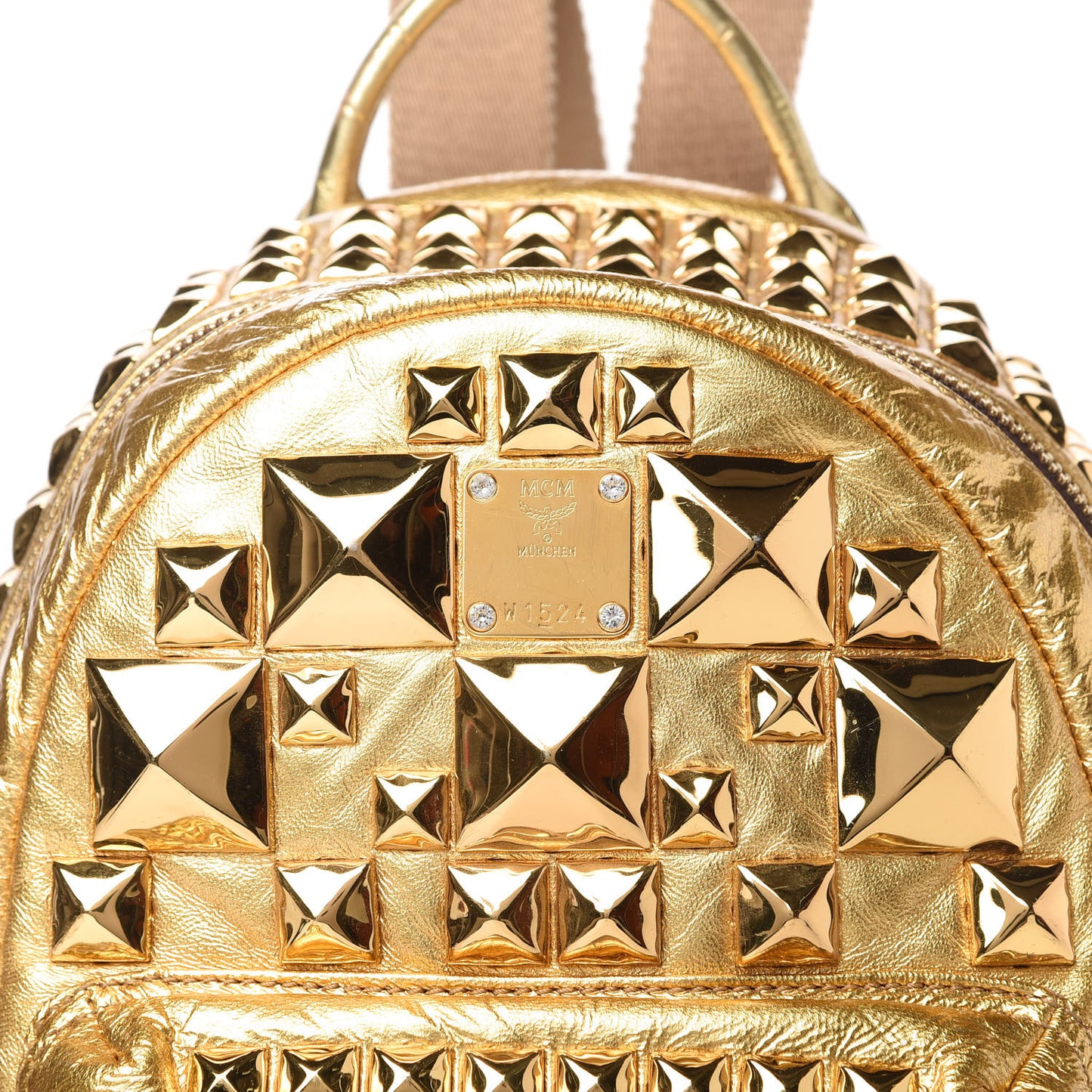 Metallic Calfskin Stud Mini Stark Backpack Gold