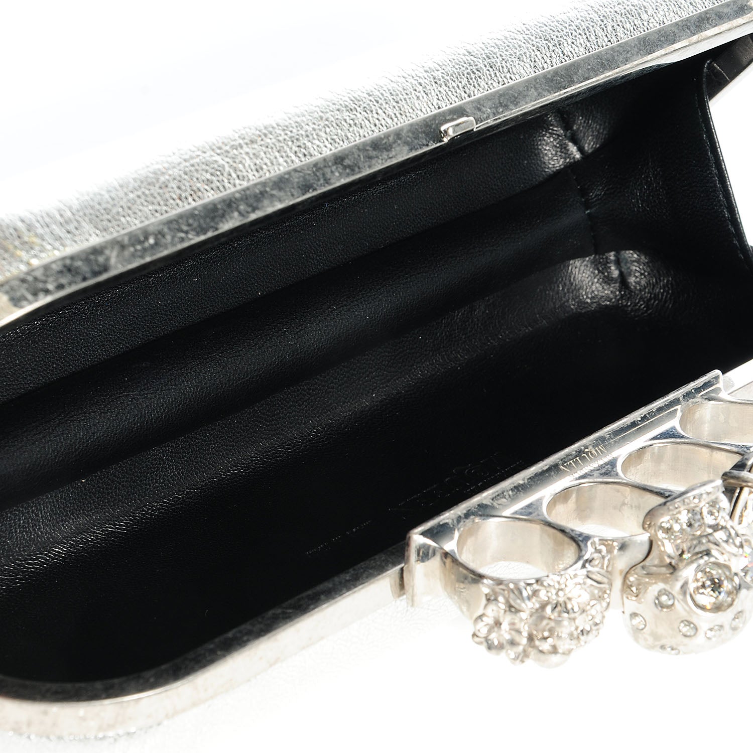 Alexander McQueen Tarnished Nappa Knuckle Box Clutch Metallic Silver 5 of 11