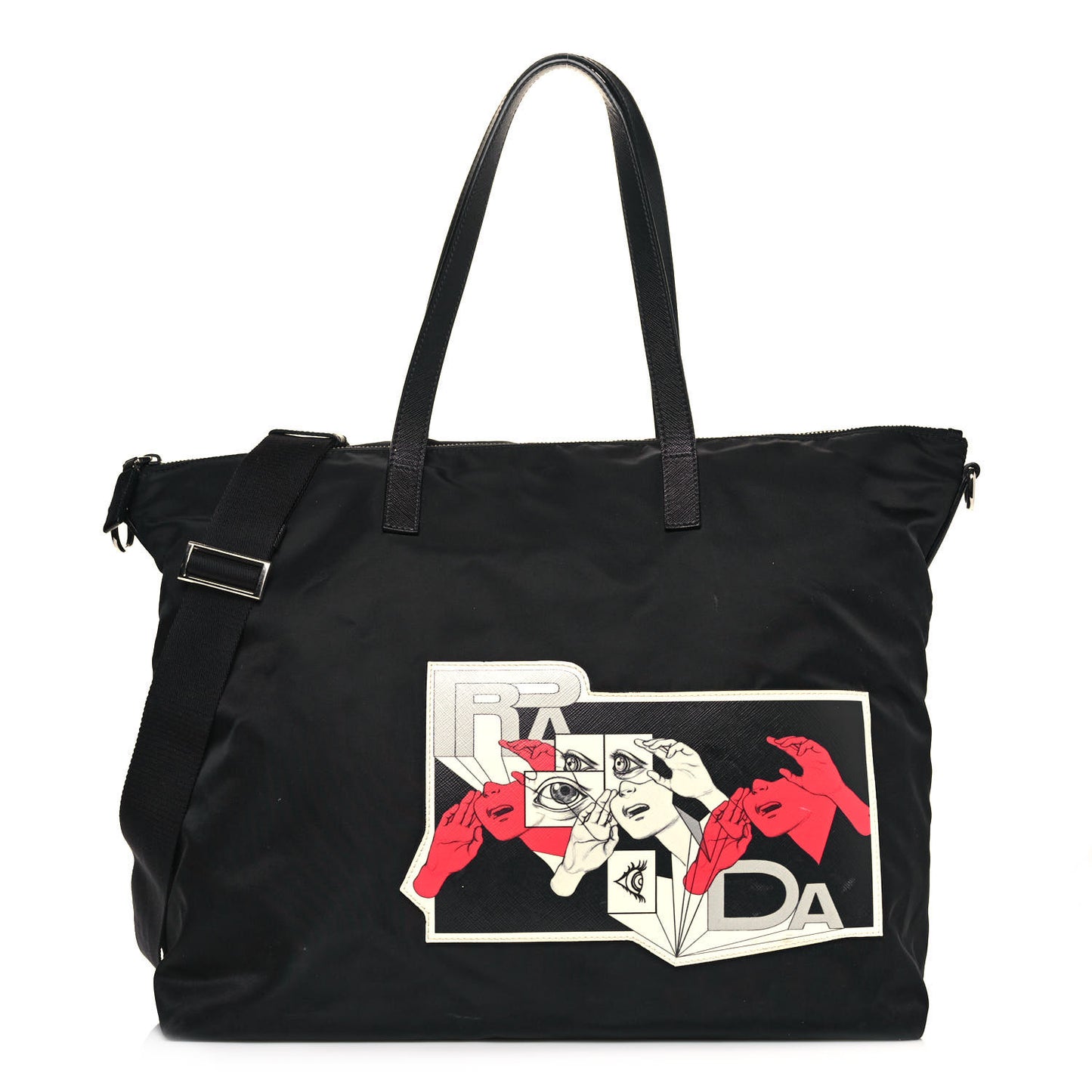 X JAMES JEAN Tessuto Nylon Patch Shopping Tote Black
