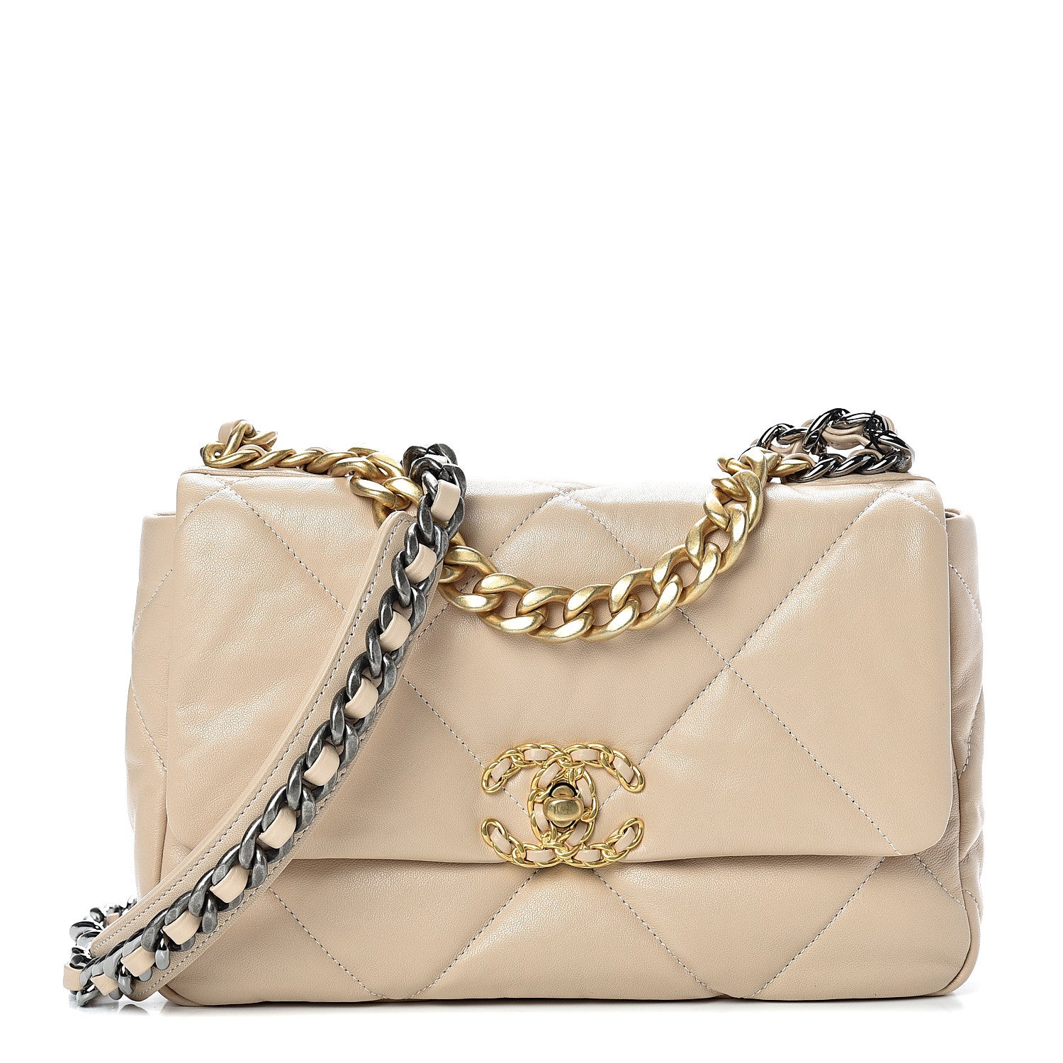 Chanel Lambskin Quilted Medium 19 Flap Light Beige 1 of 10