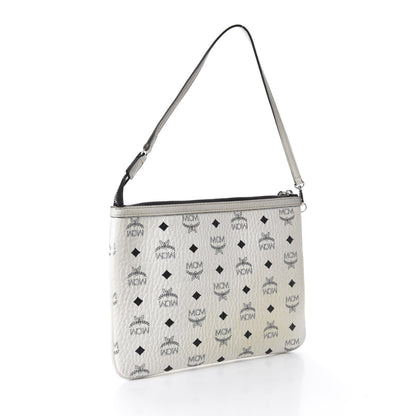 MCM Visetos Liz Shopper Tote Pouch White 3 of 10