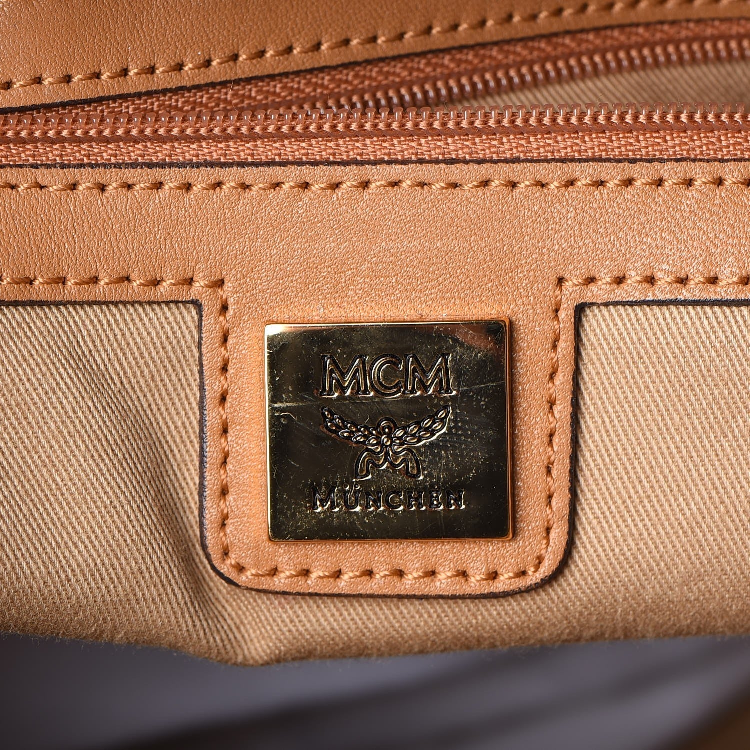 MCM Visetos Medium Essentials Shopper Tote Cognac 7 of 29