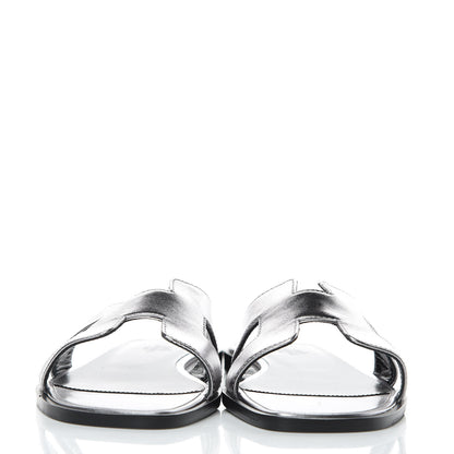 Hermes Metallic Nappa Calfskin Oran Sandals 38 Argent 2 of 7
