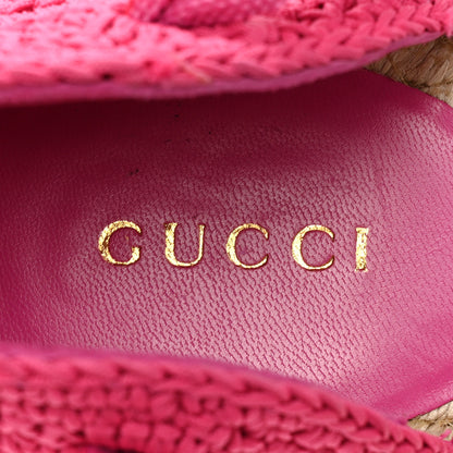 Gucci Cotton Crochet Pearly GG Ankle Wrap Platform Espadrille Wedges 36 Cyclamen Rose 7 of 12