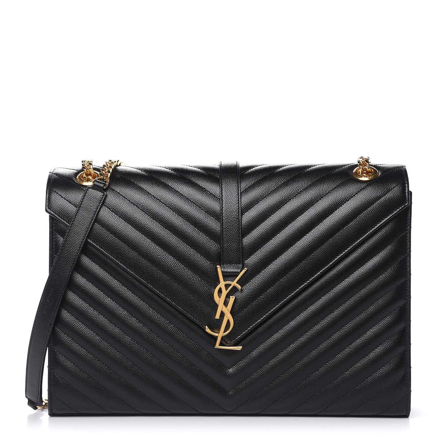 Grain De Poudre Matelasse Chevron Large Monogram Satchel Black