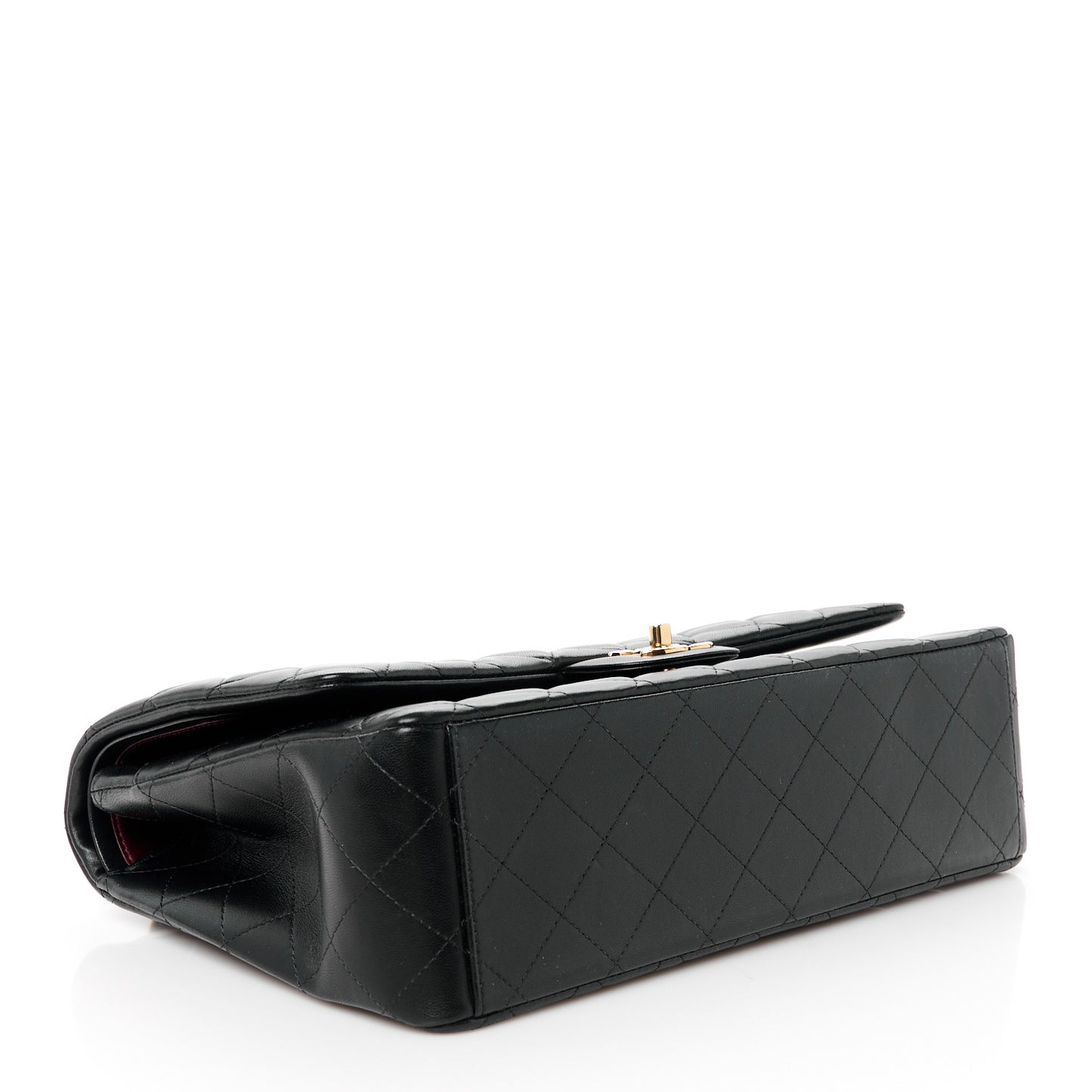 Lambskin Quilted Jumbo Double Flap Black