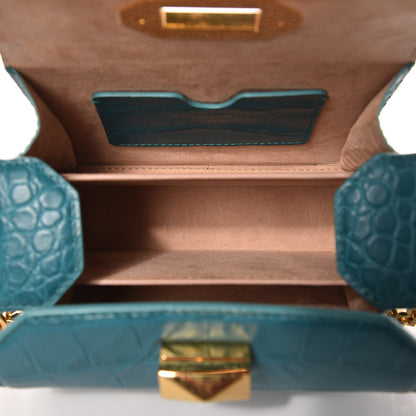 Alexander McQueen Calfskin Crocodile Embossed Box Shoulder Bag 16 Green 7 of 10