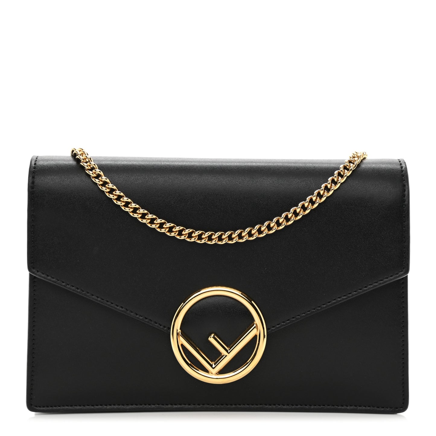 Vitello Liberty Lucido F is Fendi Medium Envelope Wallet on Chain Black