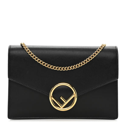 Fendi Vitello Liberty Lucido F is Fendi Medium Envelope Wallet on Chain Black 1 of 10