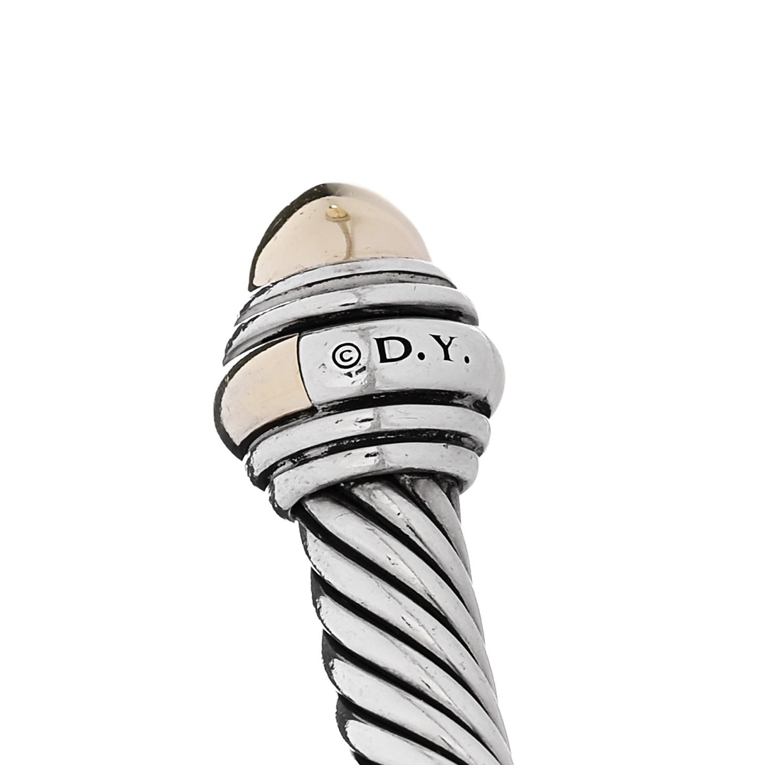 David Yurman Sterling Silver 14K Yellow Gold 5mm Cable Classics Dome Bracelet 3 of 4