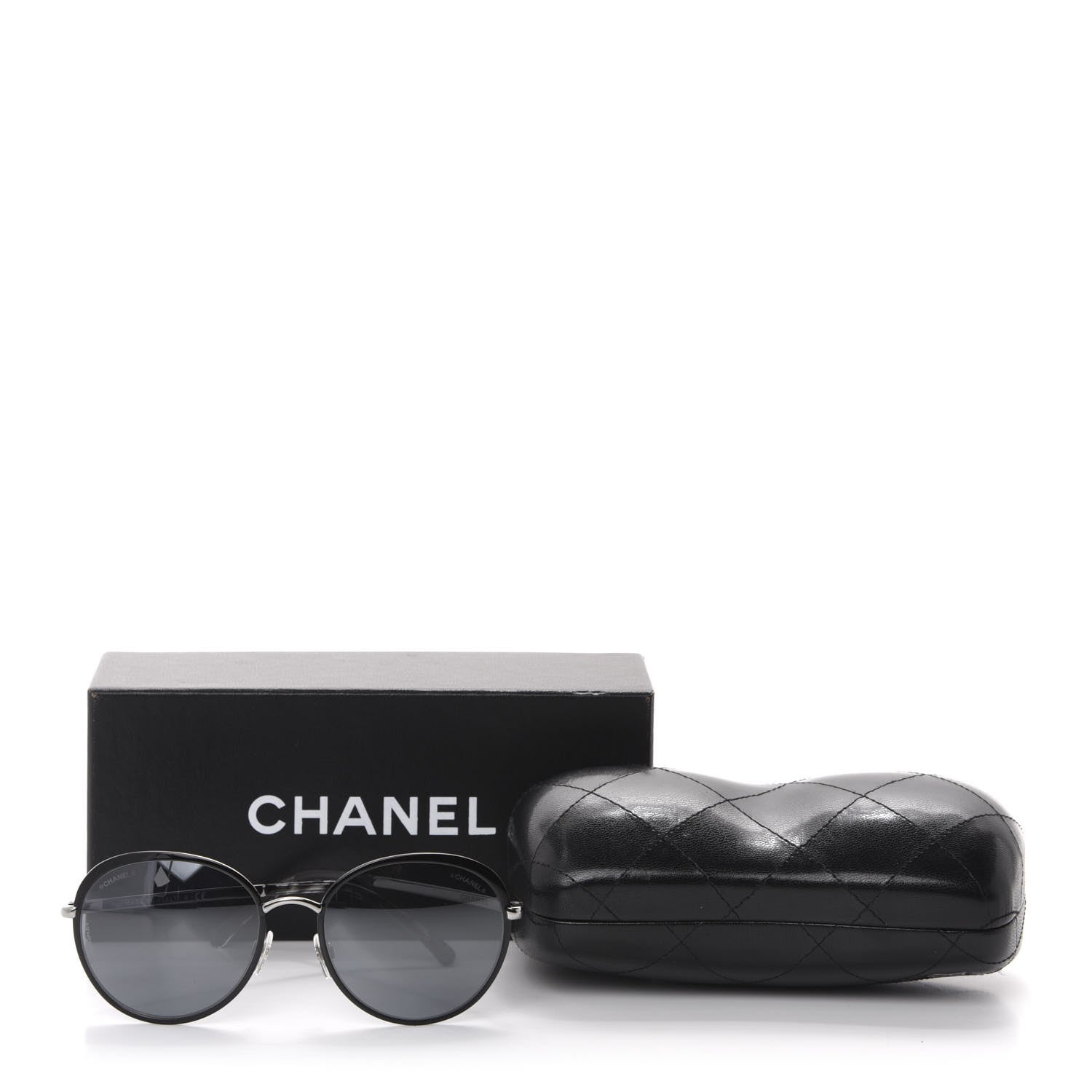 Chanel Round Spring Sunglasses 4206 Black Silver 8 of 8