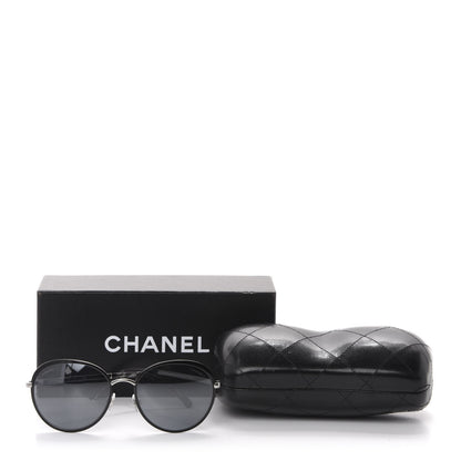 Chanel Round Spring Sunglasses 4206 Black Silver 8 of 8