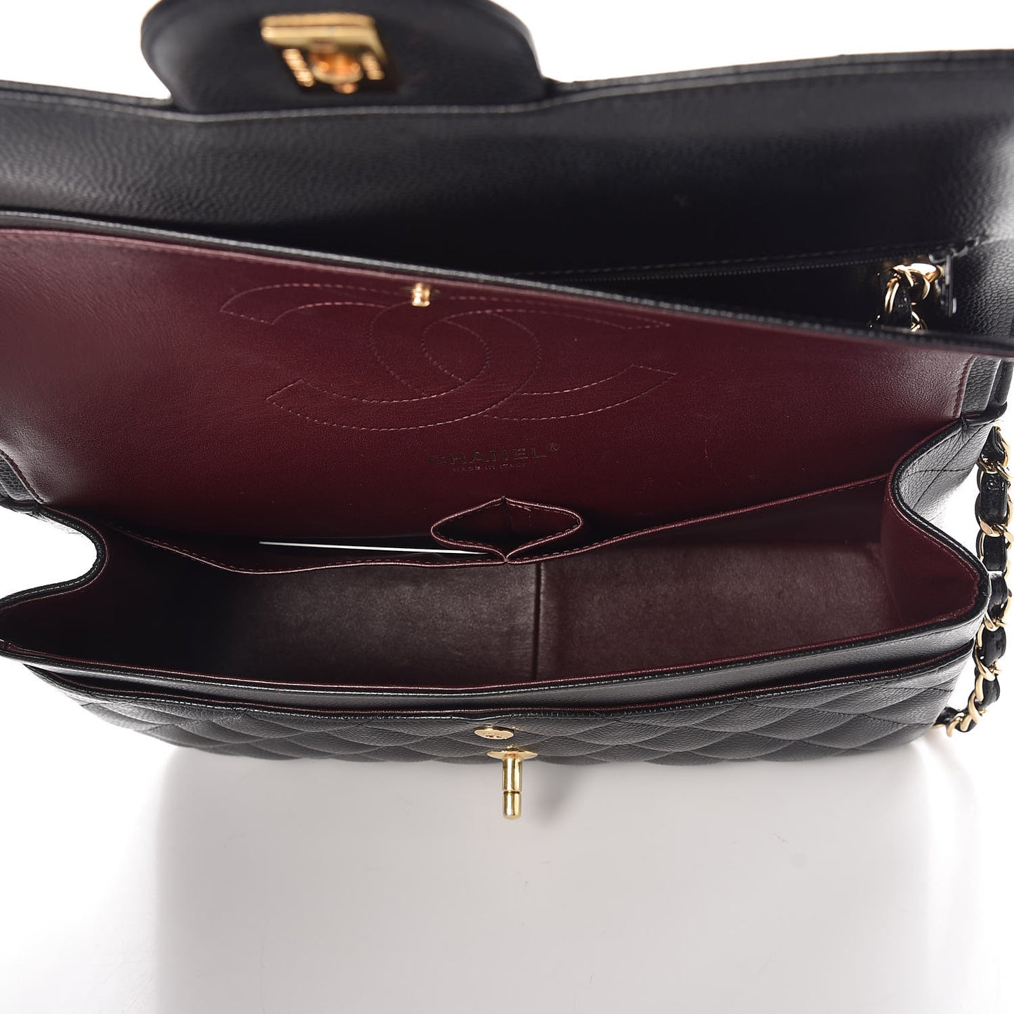 Caviar Quilted Jumbo Double Flap Black