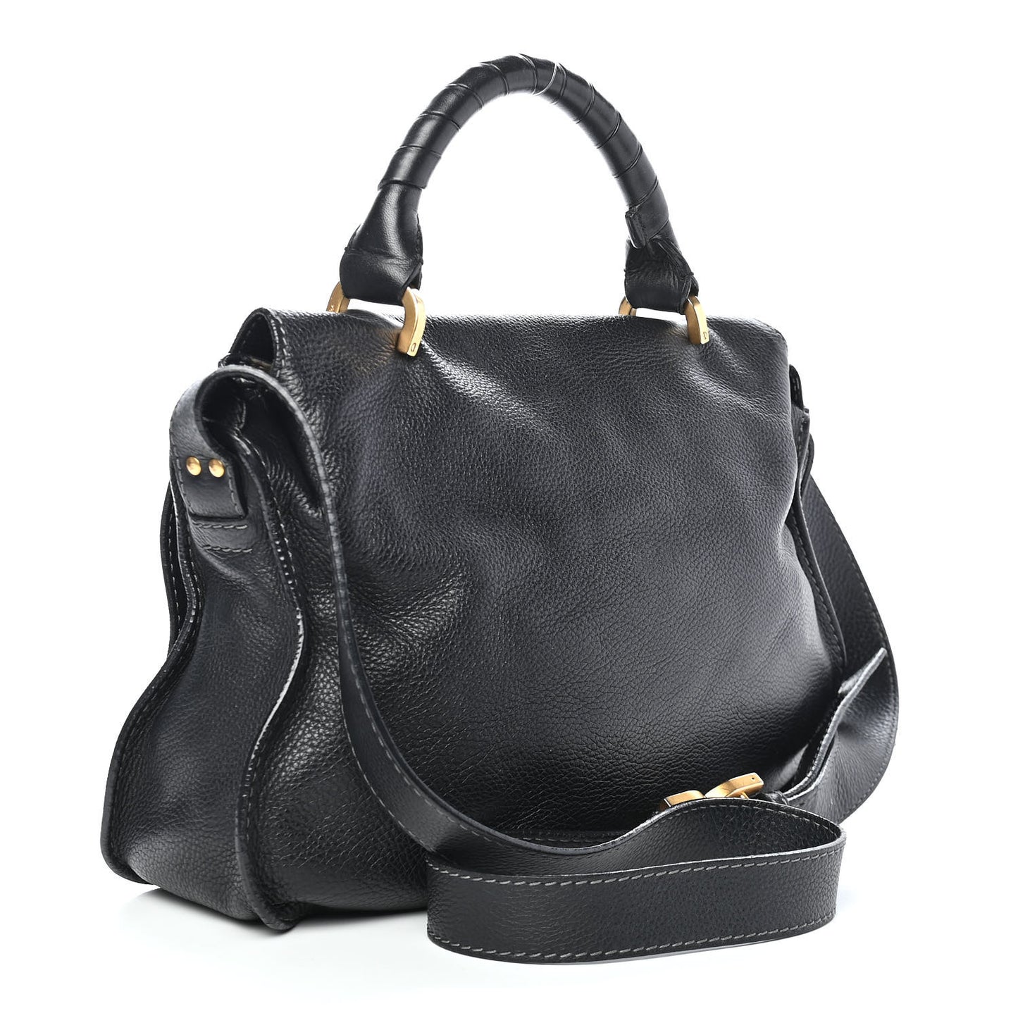 Calfskin Small Marcie Satchel Black