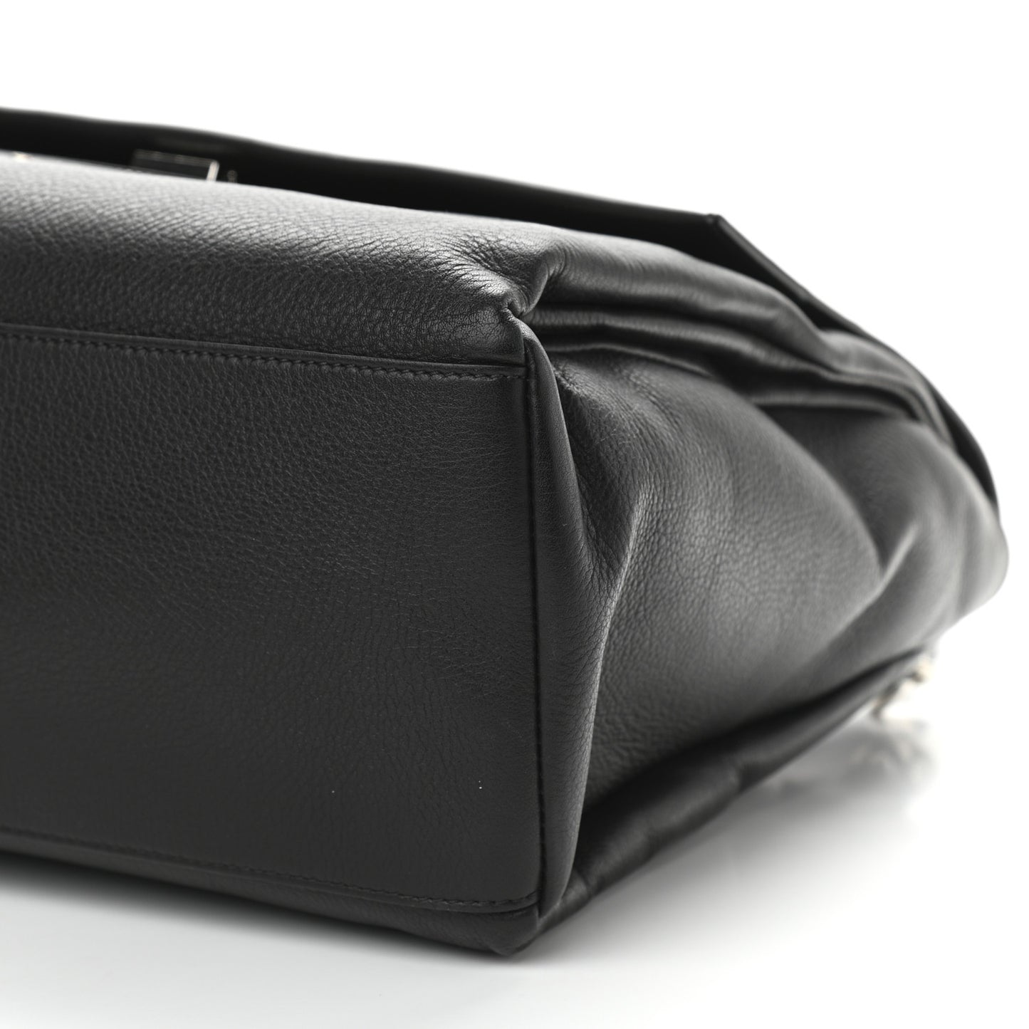 Grained Calfskin Medium Pandora Pure Flap Bag Black