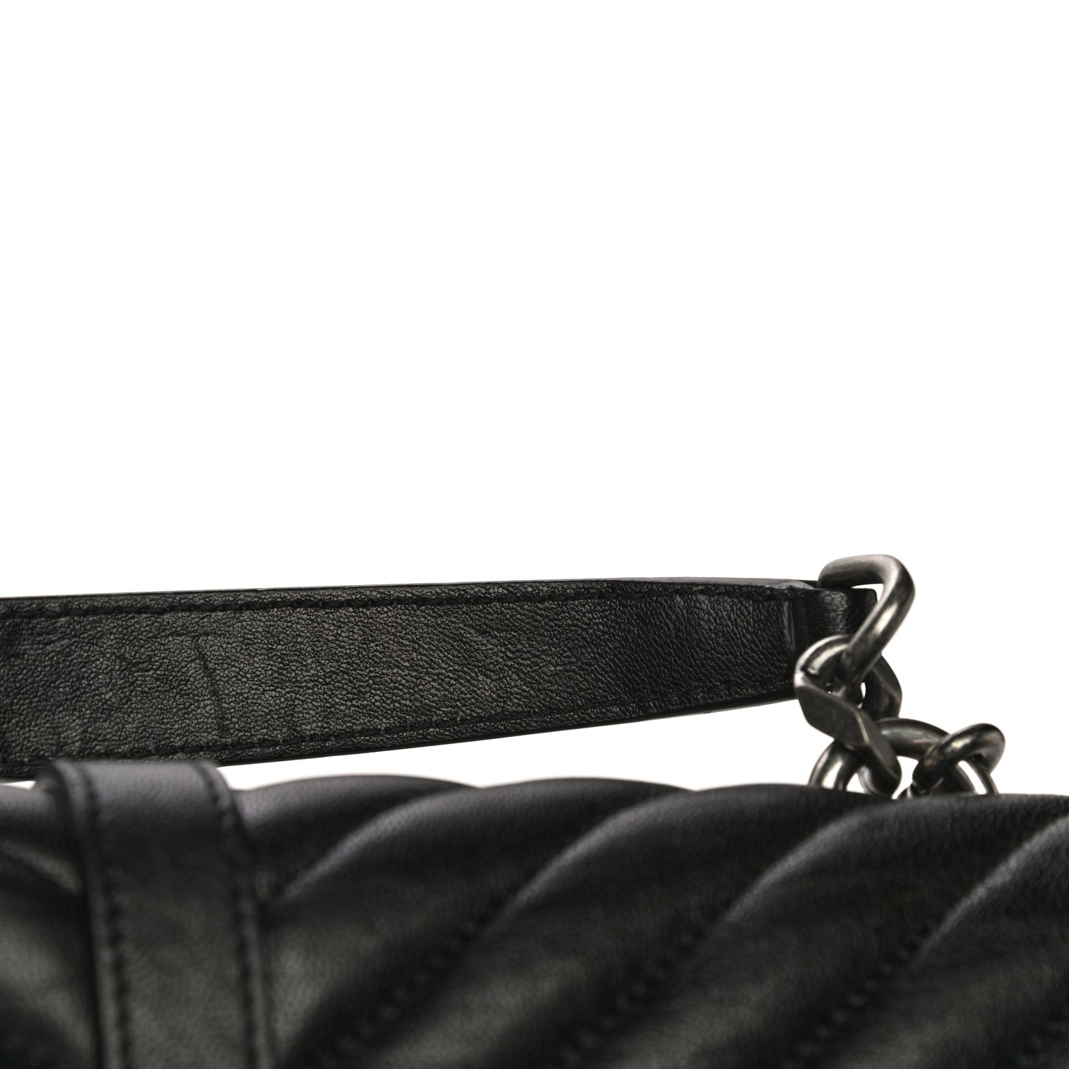 Saint Laurent Sheepskin Matelasse Chevron Monogram Medium College Bag Black 20 of 21