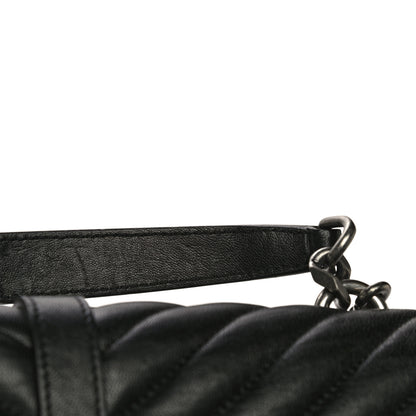 Saint Laurent Sheepskin Matelasse Chevron Monogram Medium College Bag Black 20 of 21