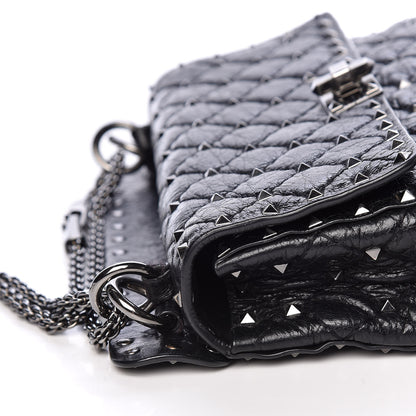 Valentino Garavani Craquele Nappa Medium Rockstud Spike Shoulder Bag Black 13 of 24