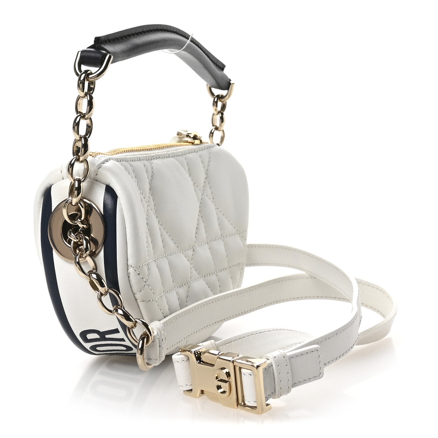 Lambskin Cannage Micro Dior Vibe Hobo Bag White
