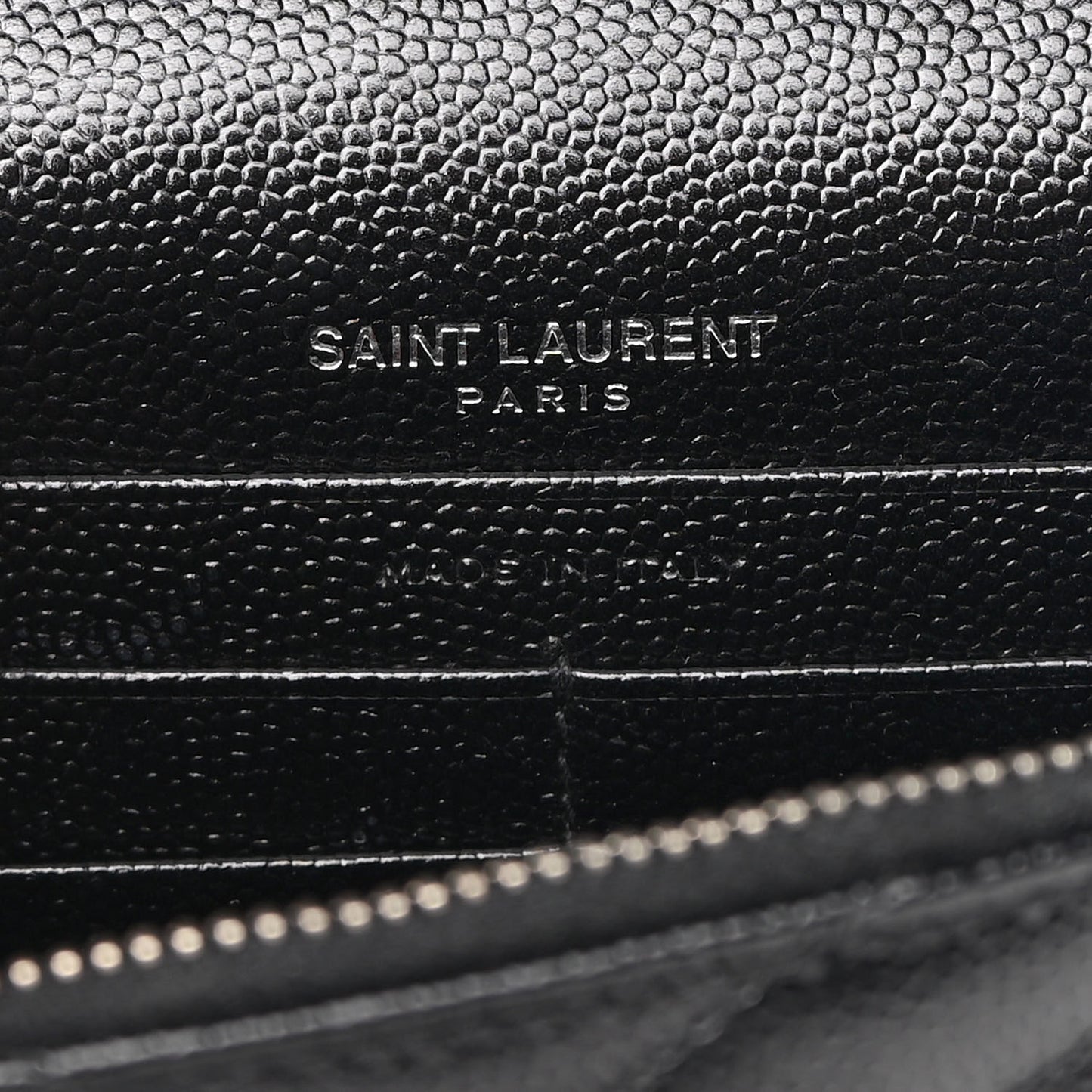Grain De Poudre Matelasse Chevron Monogram Envelope Chain Wallet Black