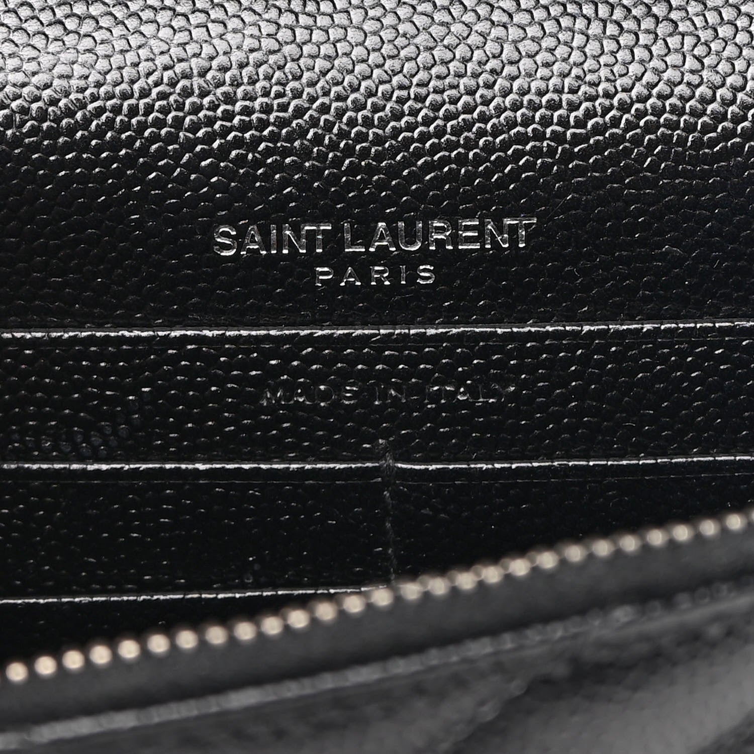 Saint Laurent Grain De Poudre Matelasse Chevron Monogram Envelope Chain Wallet Black 5 of 8