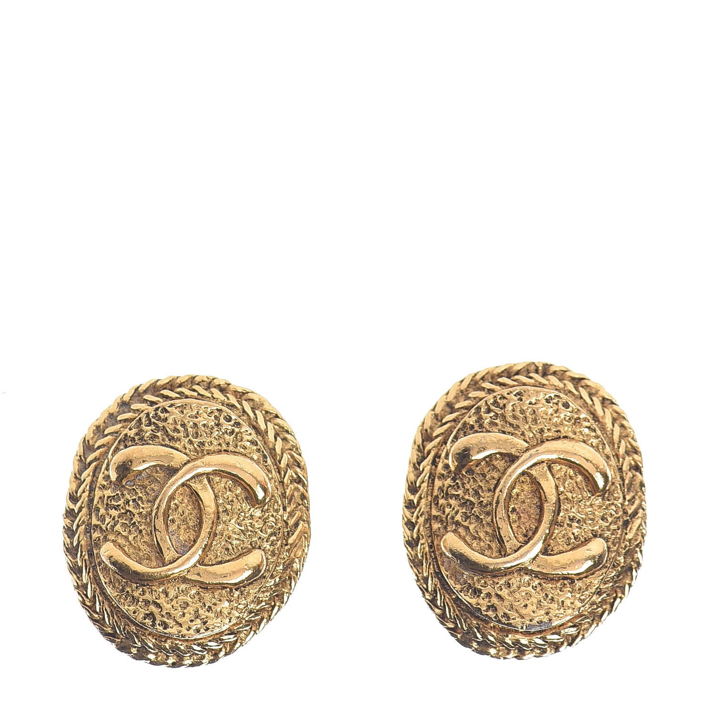 Oval CC Clip On Earrings Gold