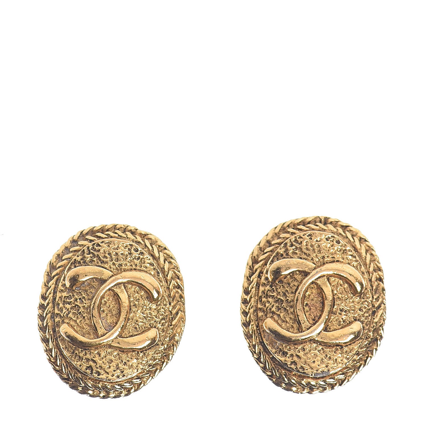 Chanel Oval CC Clip On Earrings Gold 1 of 4