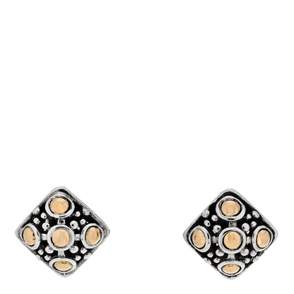 John Hardy Sterling Silver 18K Yellow Gold Jaisalmer Dot Square Earrings 1 of 4
