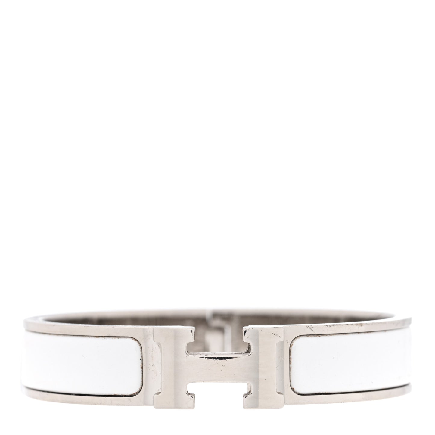 Enamel Narrow Clic Clac H Bracelet PM White