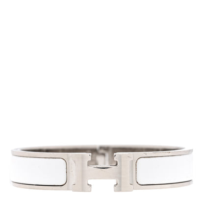 Hermes Enamel Narrow Clic Clac H Bracelet PM White 1 of 4