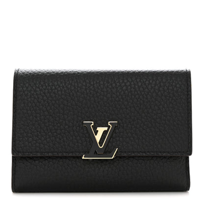 Louis Vuitton Taurillon Capucines Compact Wallet Black 1 of 6