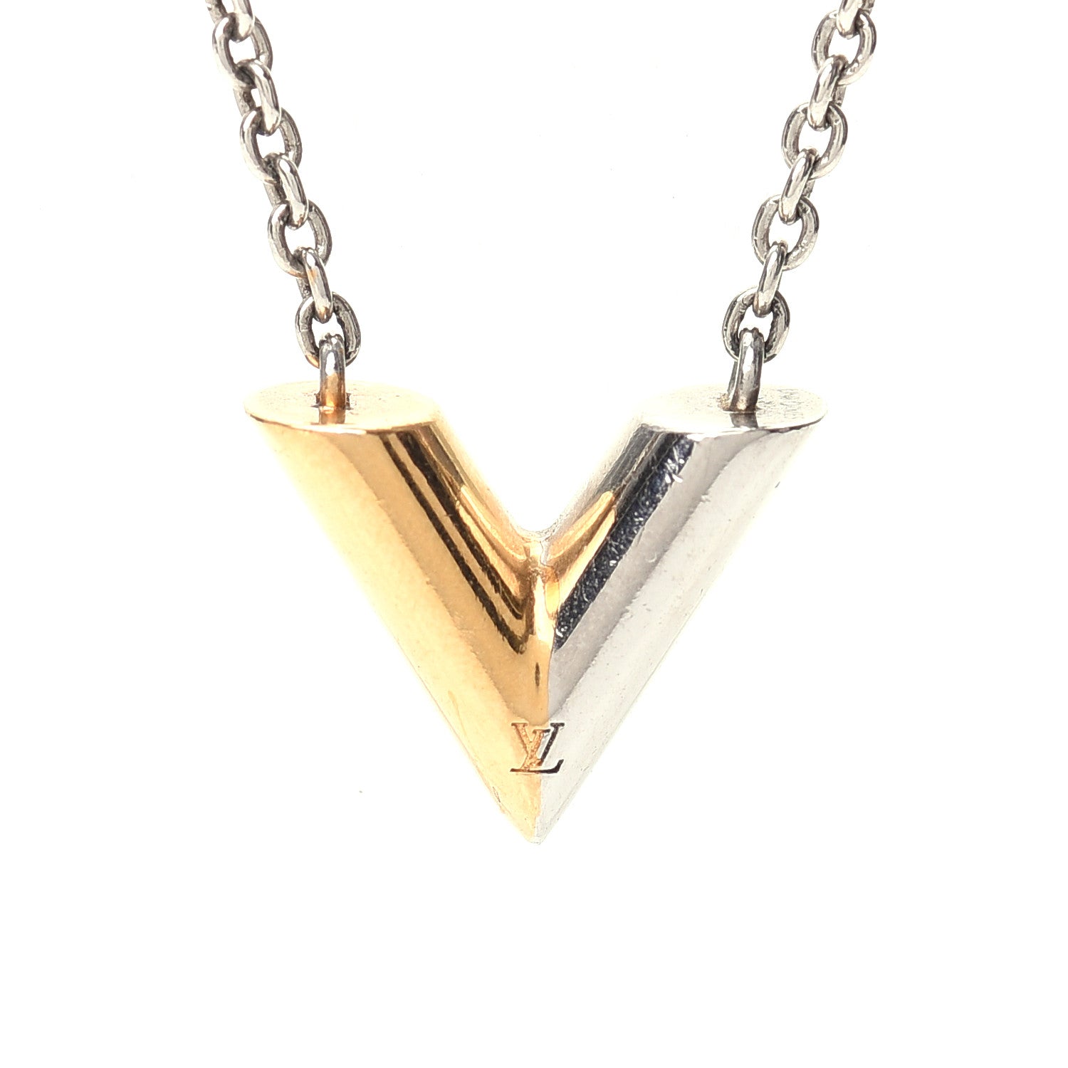 Louis Vuitton Essential V Necklace Silver Gold 4 of 5