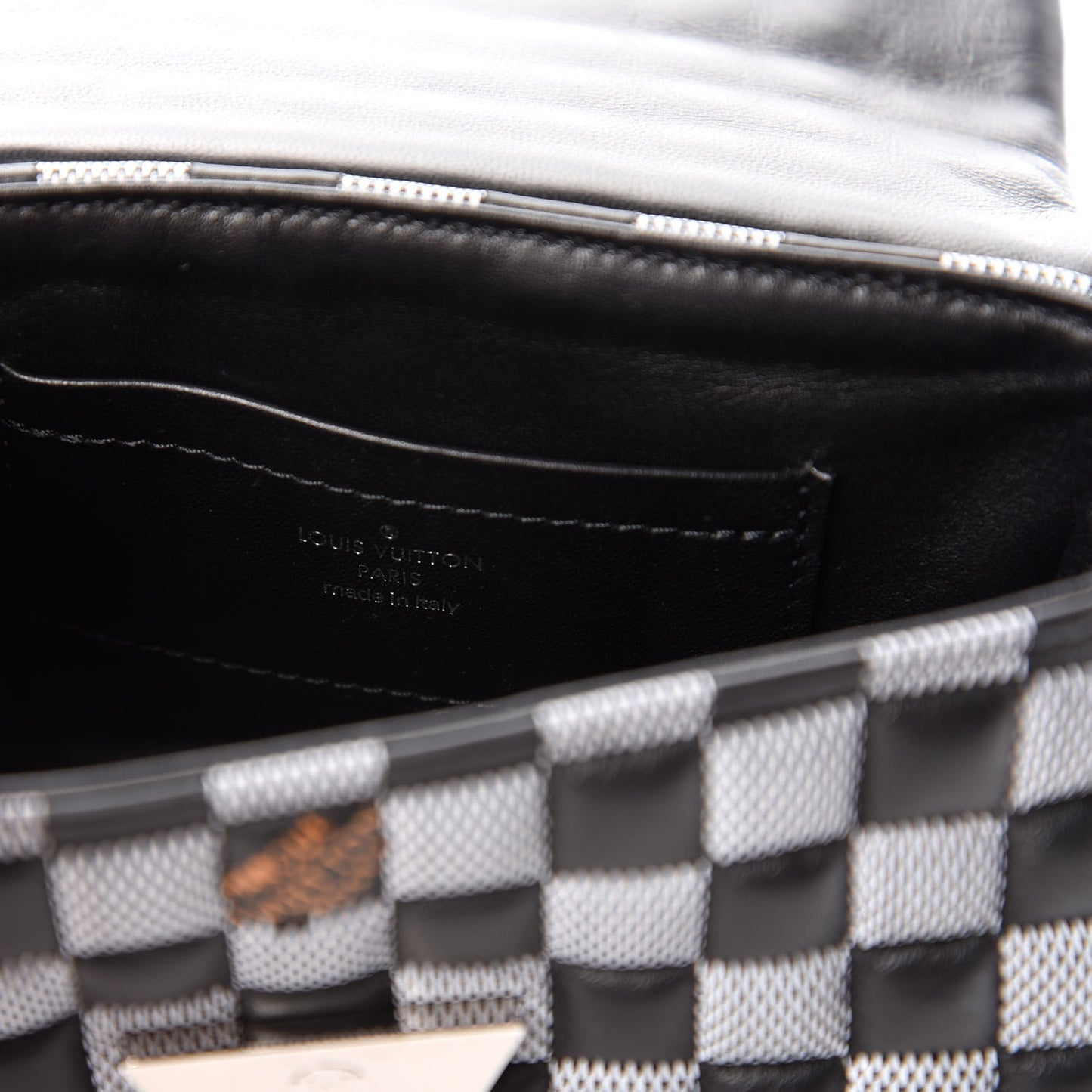 Calfskin Damier Twist Shoulder Bag BB Black White