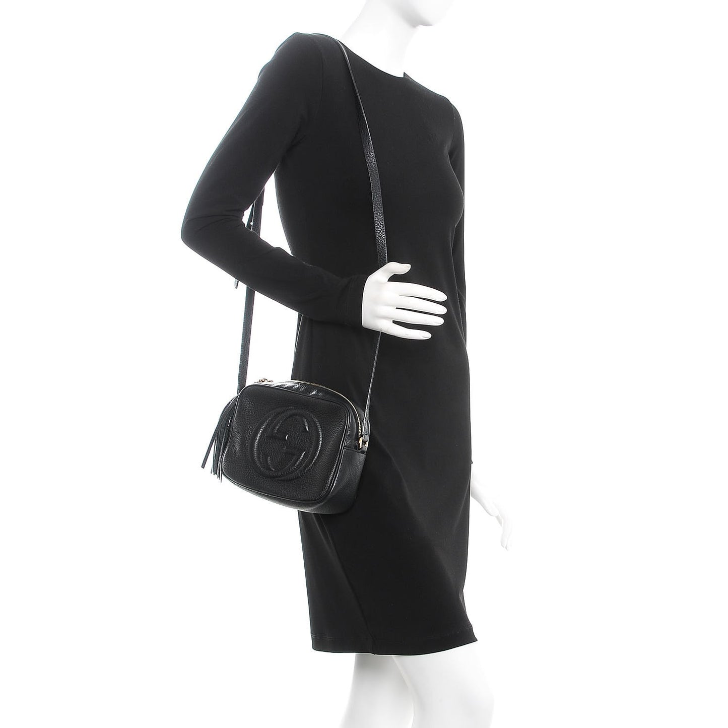 Pebbled Calfskin Small Soho Disco Bag Black
