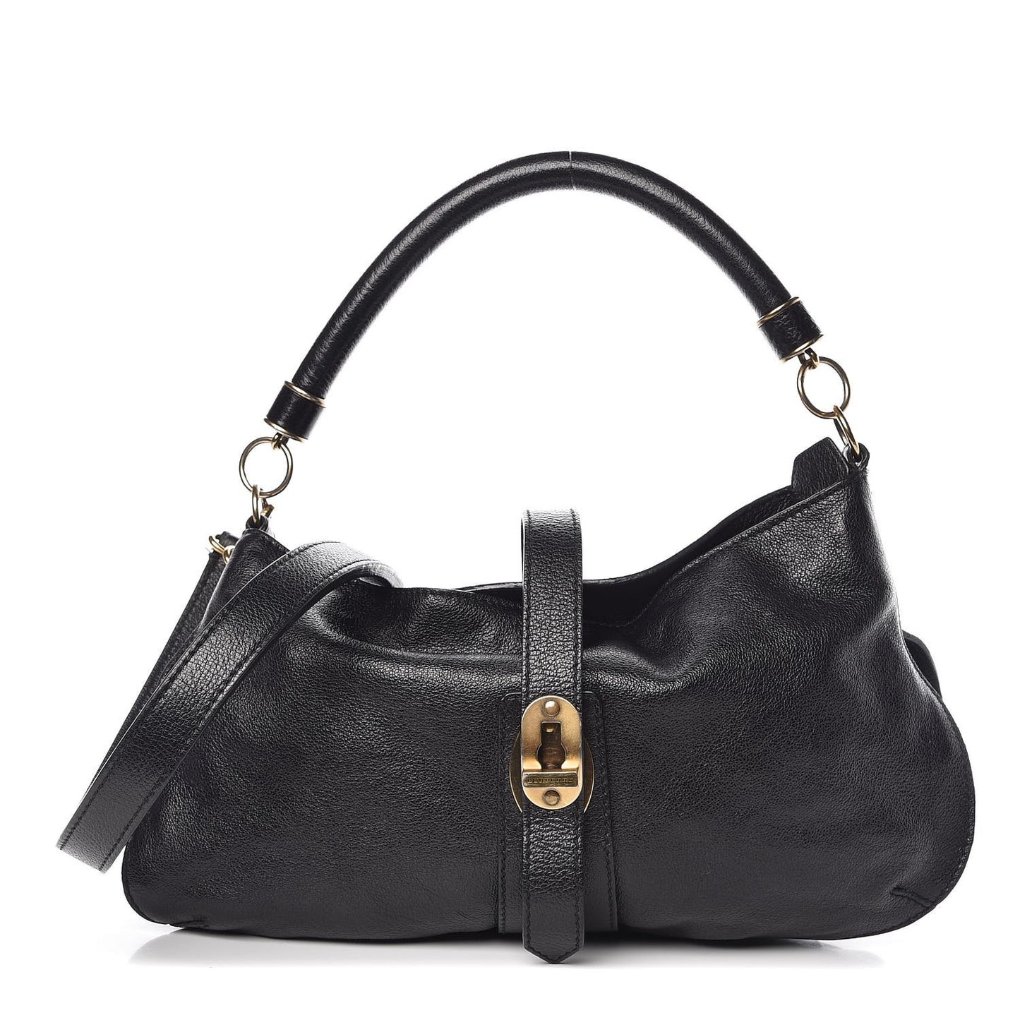 Grainy Calfskin Medium Creighton Hobo Black