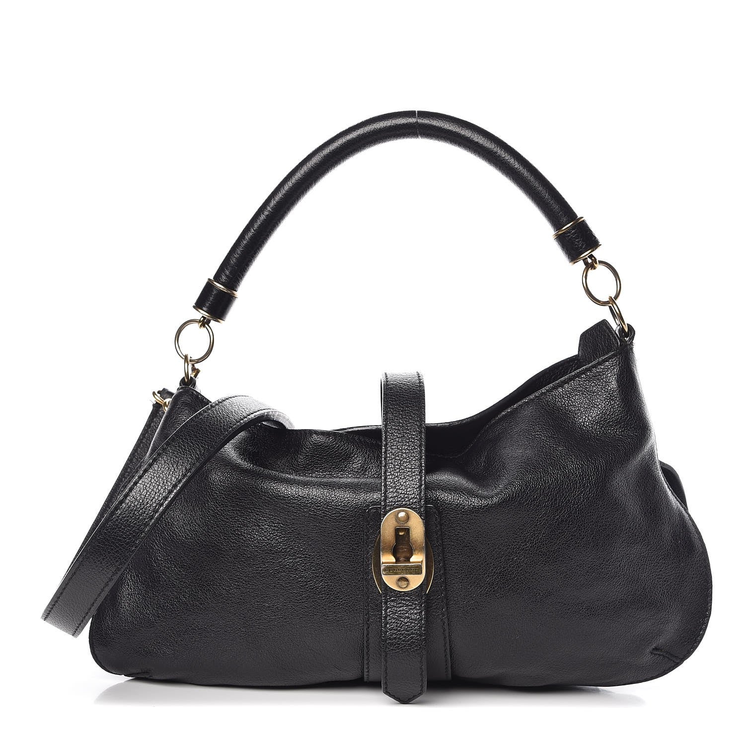 Burberry Grainy Calfskin Medium Creighton Hobo Black 1 of 11