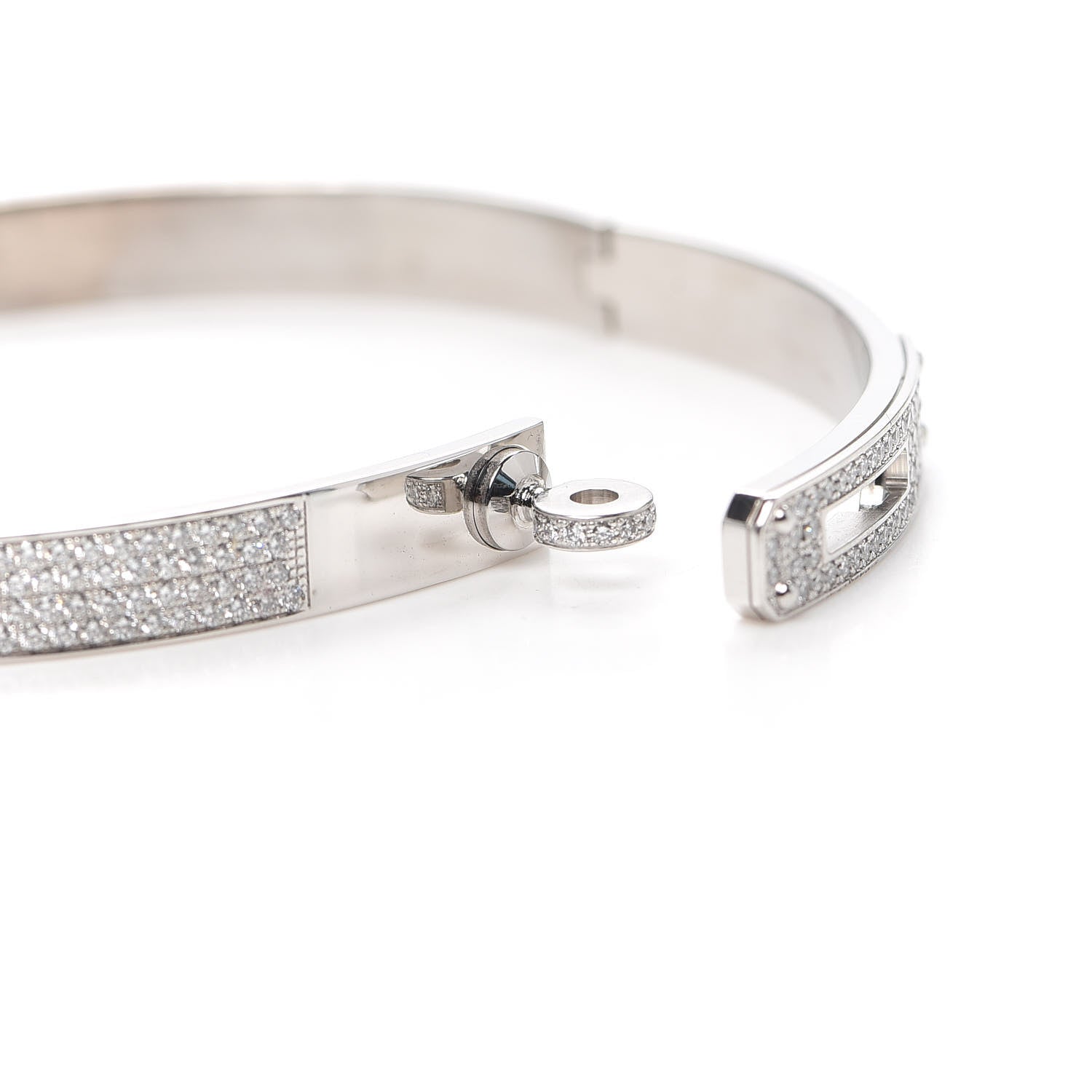 Hermes 18K White Gold Diamond PM Kelly Full Pave Bracelet LG 5 of 6