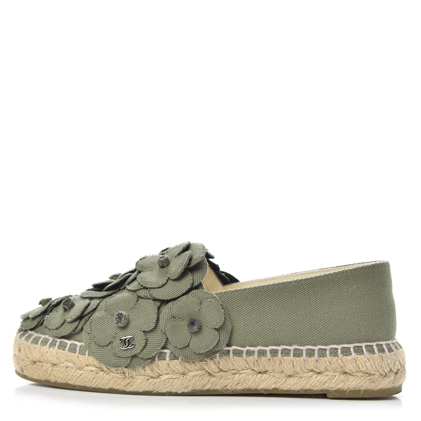 Fabric Camellia CC Espadrilles 36 Khaki