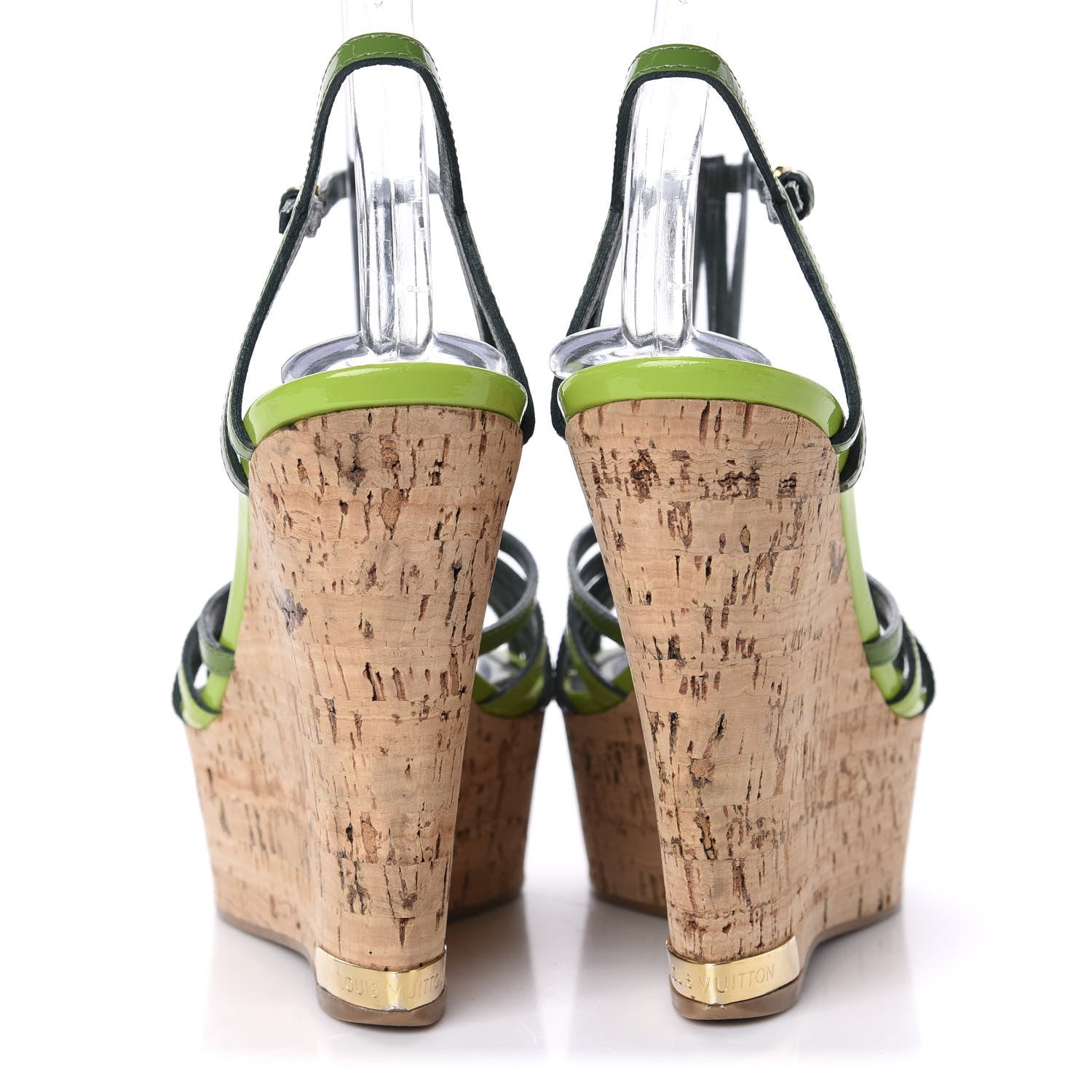 Louis Vuitton Patent Cork Summertime Wedges 36 Green 6 of 8