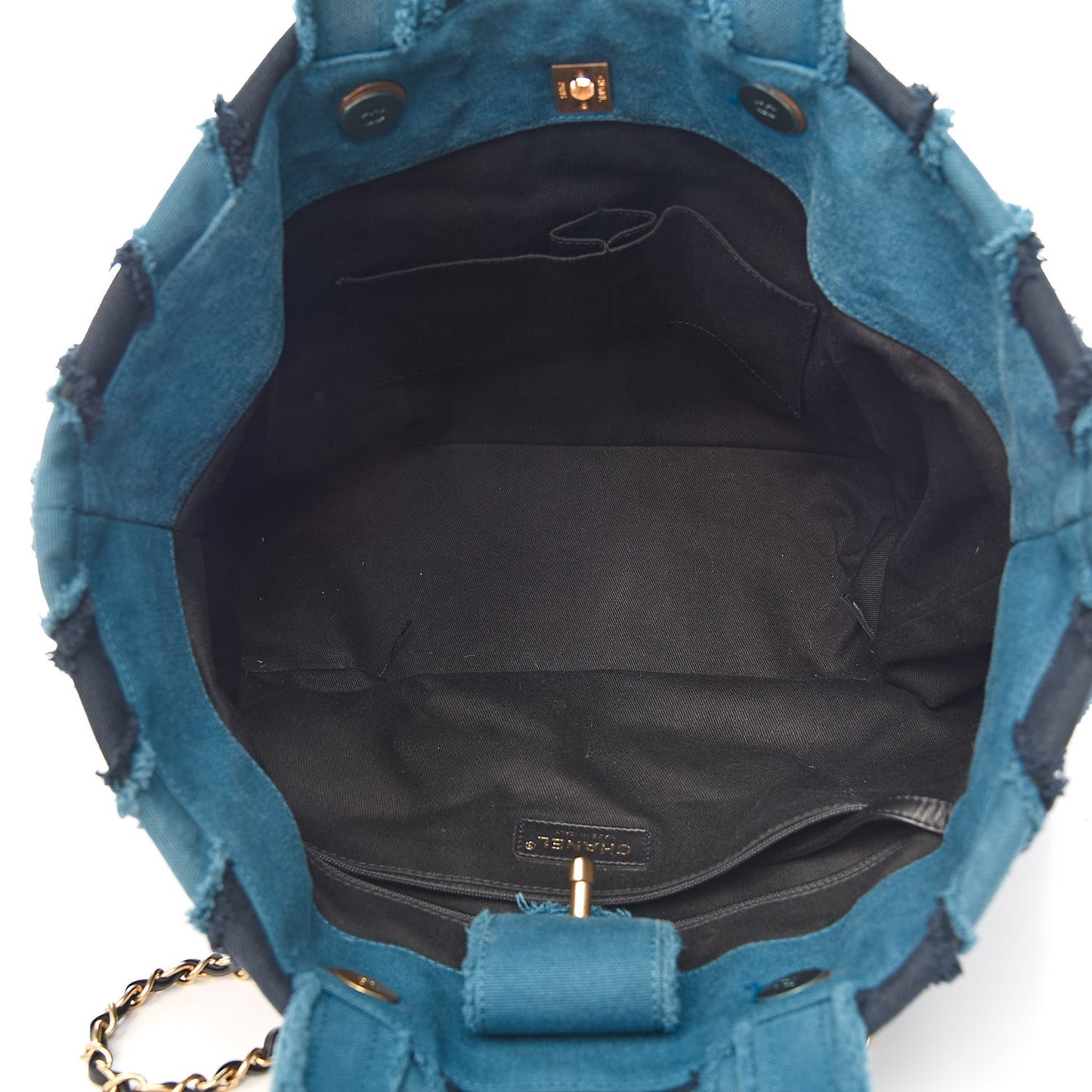 Canvas Chevron Cuba Patchwork Shopper Tote Blue