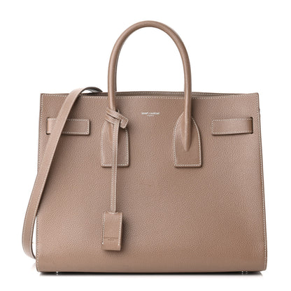 Saint Laurent Grained Calfskin Topstitch Small Classic Sac De Jour Taupe 1 of 17