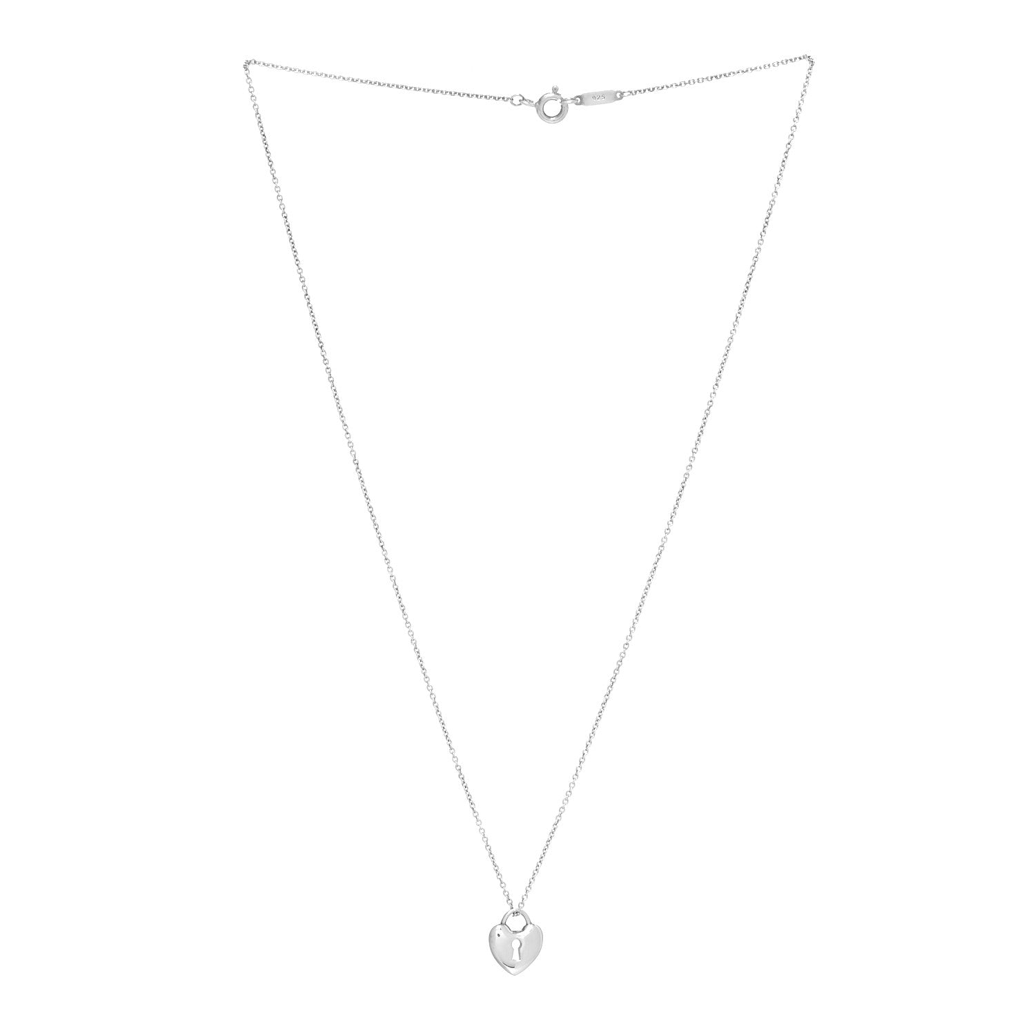 Tiffany Sterling Silver Heart Lock Pendant Necklace 3 of 5