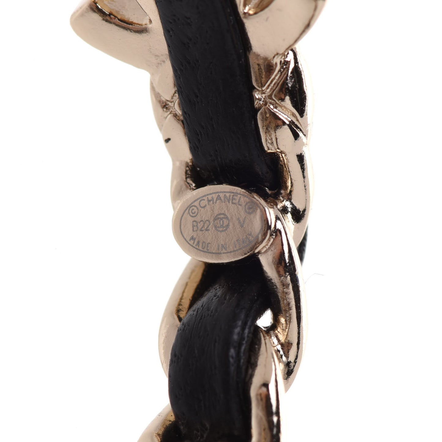 Lambskin CC Turnlock Chain Hoop Earrings Gold Black