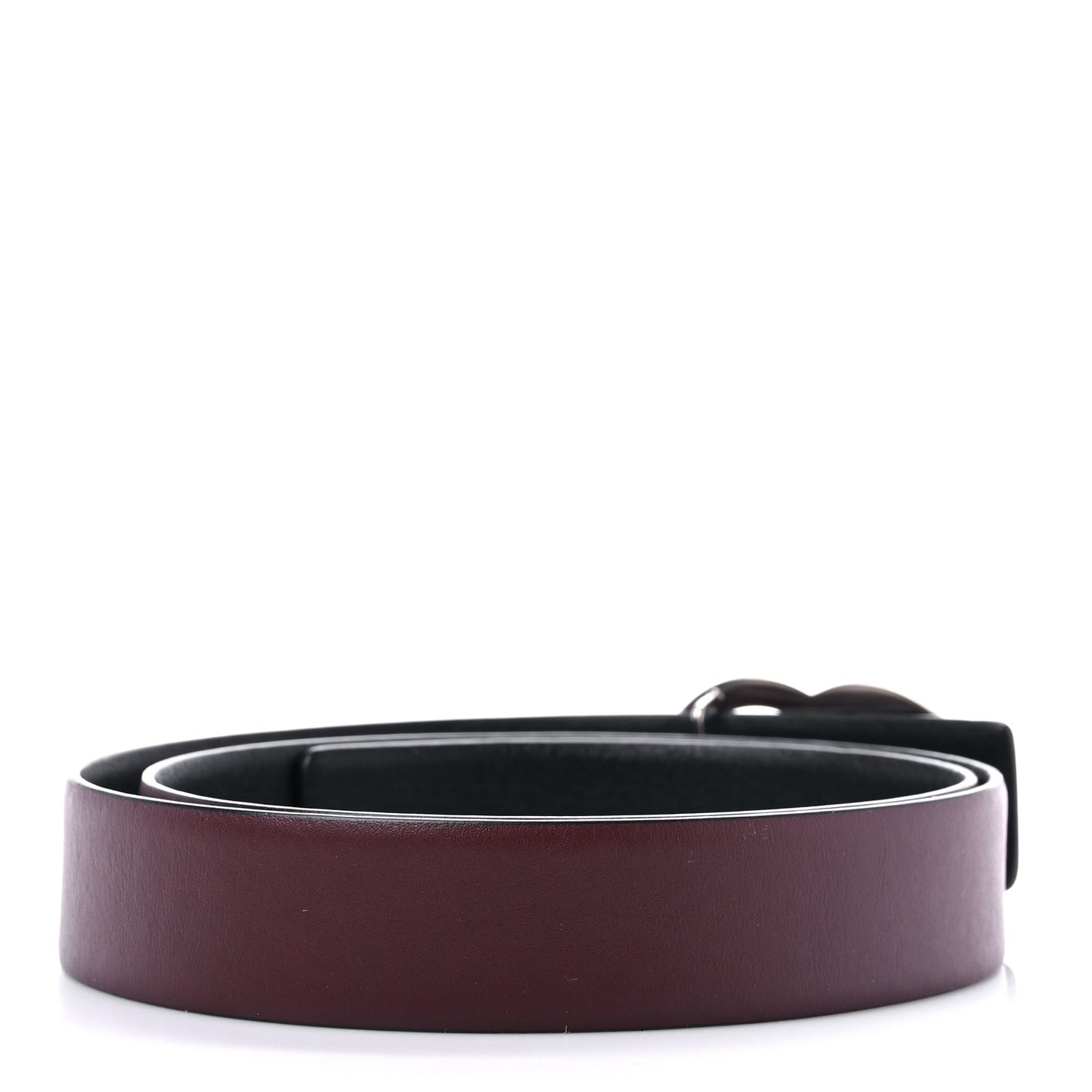 Calfskin CC Reversible Belt 80 Black Burgundy