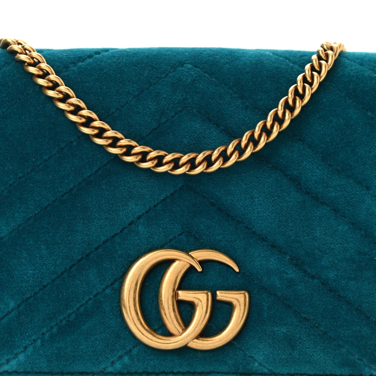 Gucci Velvet Matelasse GG Marmont Mini Bag Pavone Cyan 7 of 9