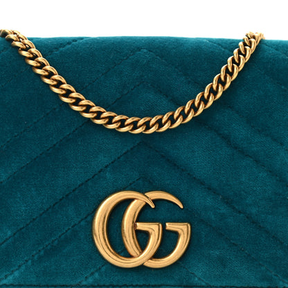 Gucci Velvet Matelasse GG Marmont Mini Bag Pavone Cyan 7 of 9