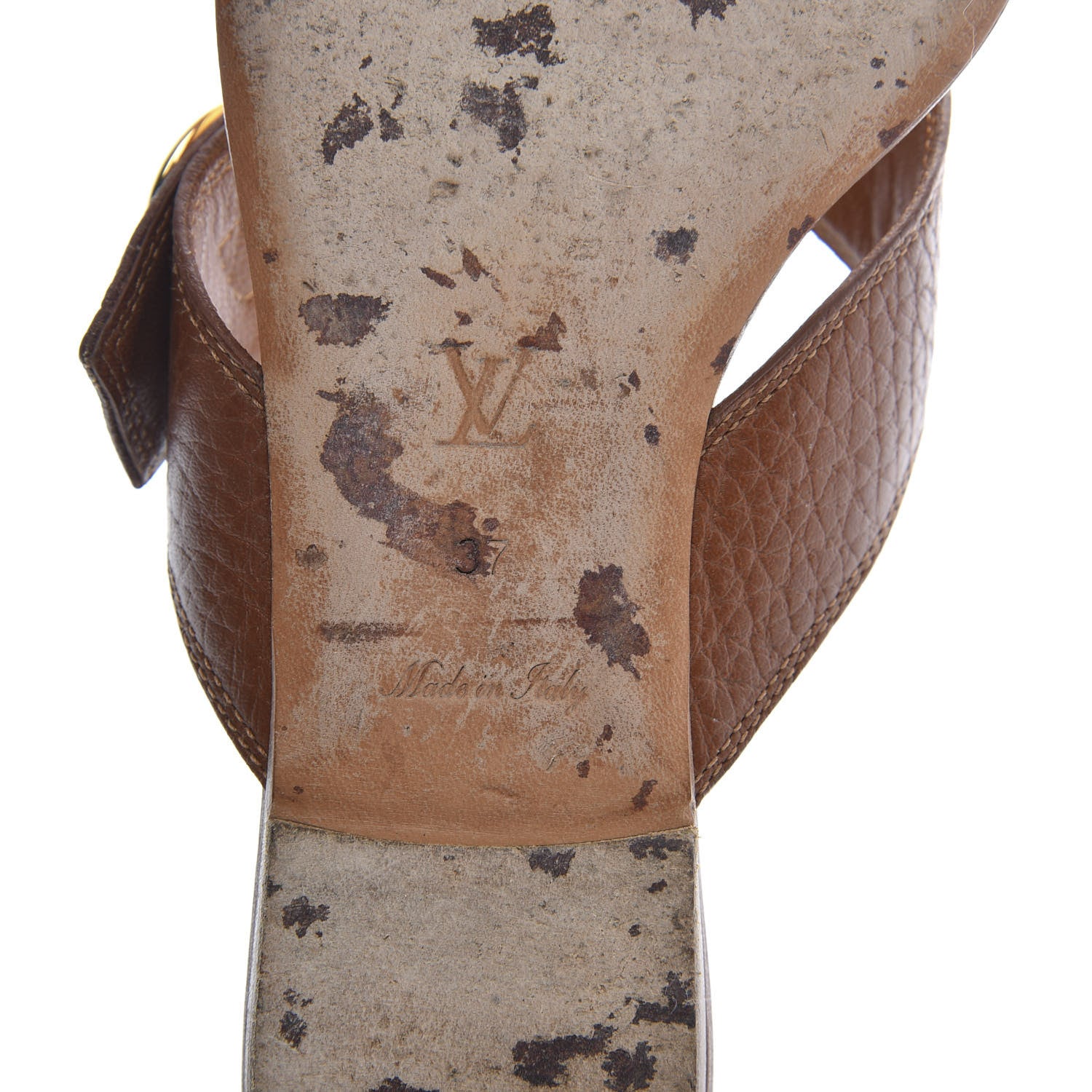 Louis Vuitton Calfskin Thong Sandal 37 Brown Gold 7 of 10